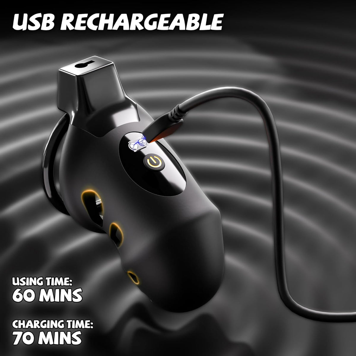 USB-Ladeanschluss und Zeitangaben