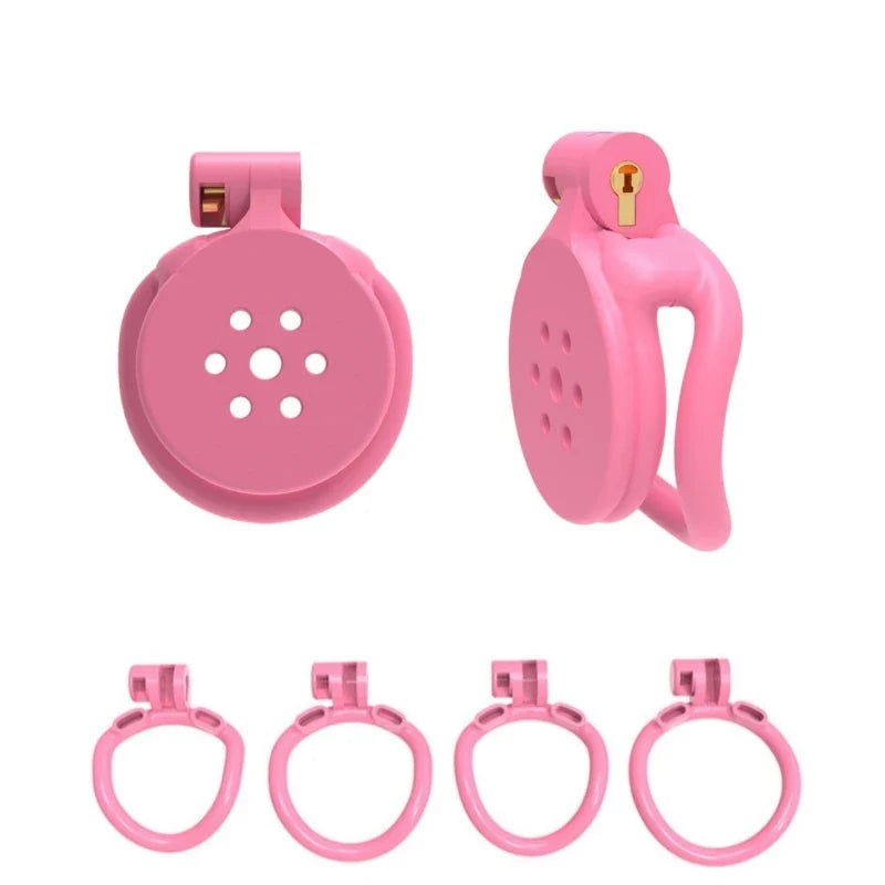 Pinker flacher Käfig mit vier Basisringen
