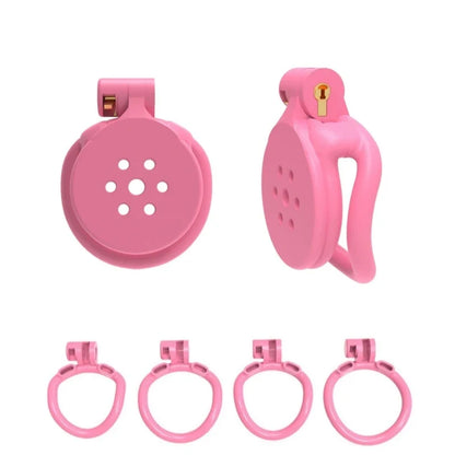Pinker flacher Käfig mit vier Basisringen