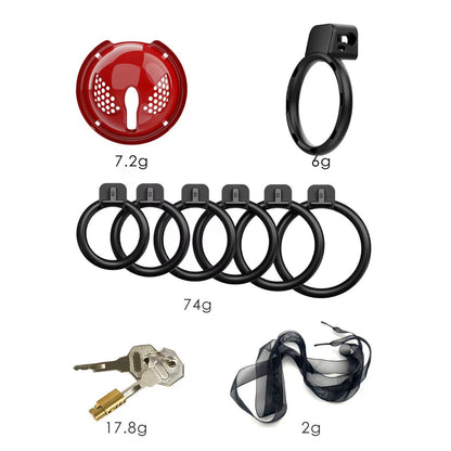 Rotes Set mit sechs Basisringen