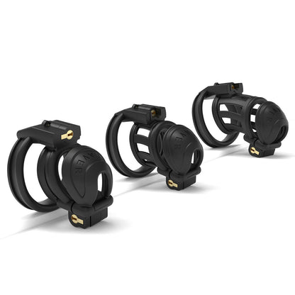 Drei Größen des schwarzen 3D-Peniskäfigs