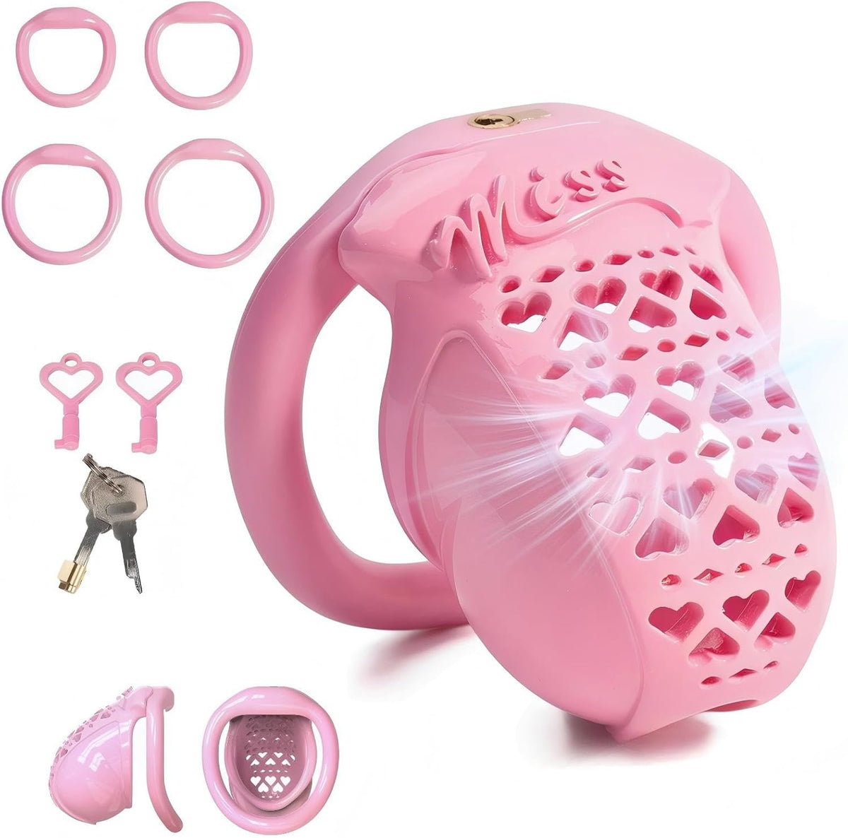 Pinker Herzgitterkäfig mit Zubehör