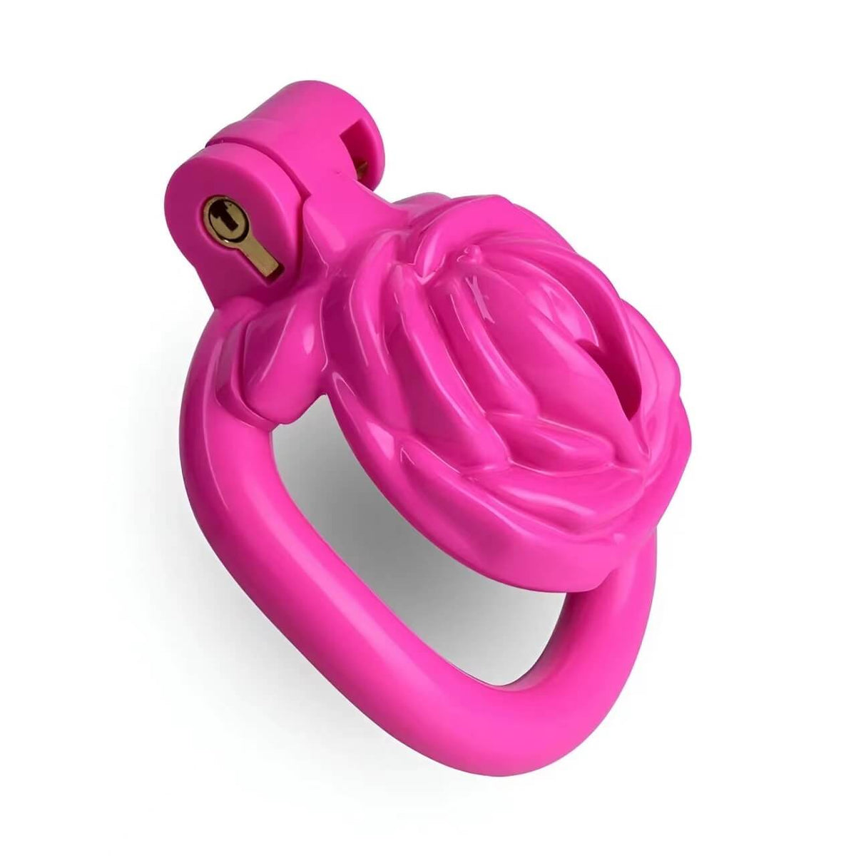 Pinker Käfig mit Rosenrelief in Schrägansicht