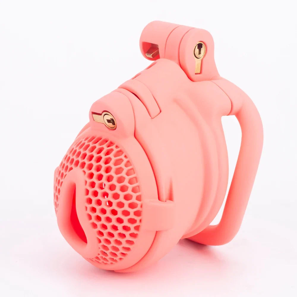 Pinker Wabenkäfig mit Schiebekappe