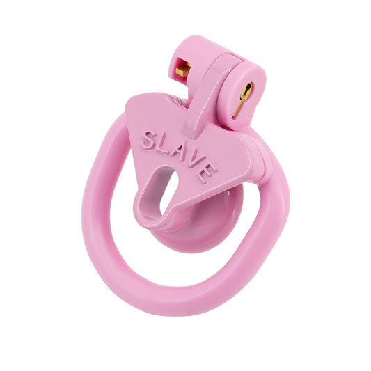 Pinker Nylonkäfig mit SLAVE-Schriftzug