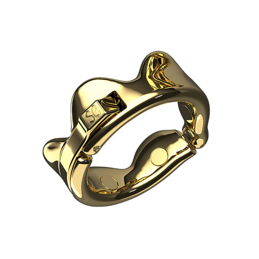 Goldfarbener Lotus-Metallring in Schrägansicht