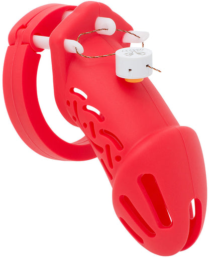 Roter langer Käfig mit nummerierter Plombe