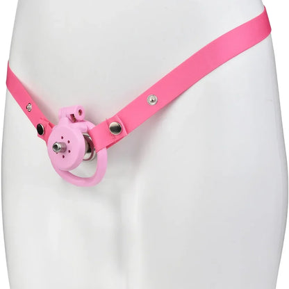 Pinker Käfig mit Haltegurt am Modell