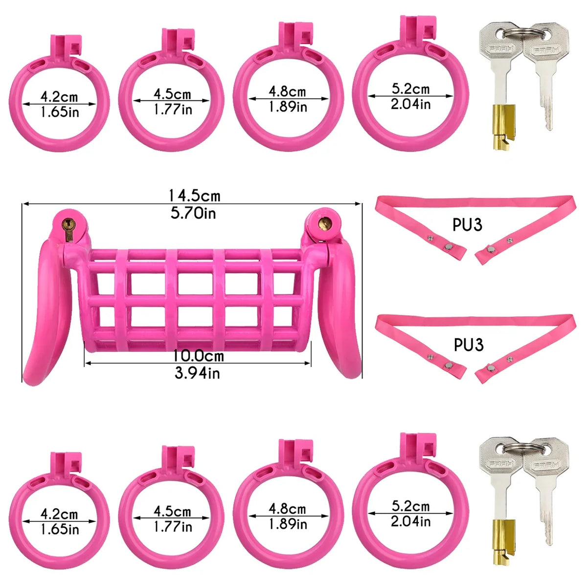 Pinker Twin mit zwei PU3-Gurten und acht Ringen