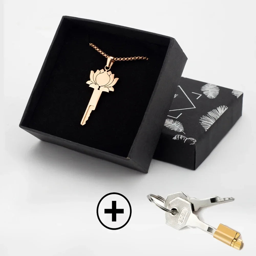 Roségoldfarbene Lotus-Kette mit zusätzlichem Schloss