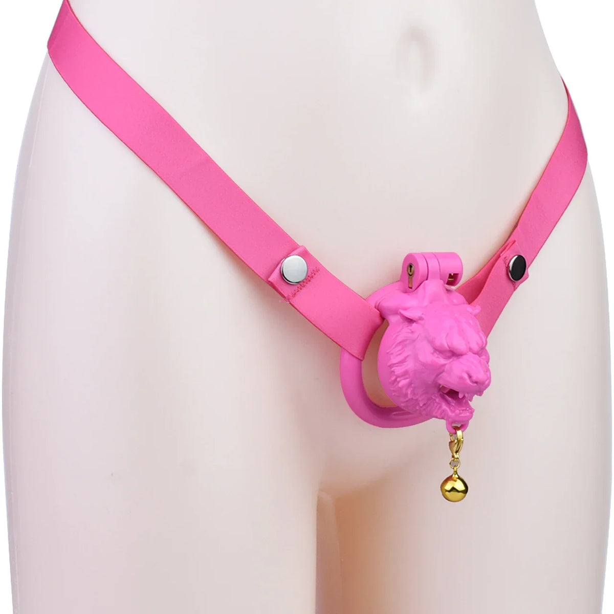 Pinker Tigerkopf mit Haltegurt