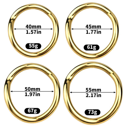 Größen und Gewichte der goldfarbenen Ringe