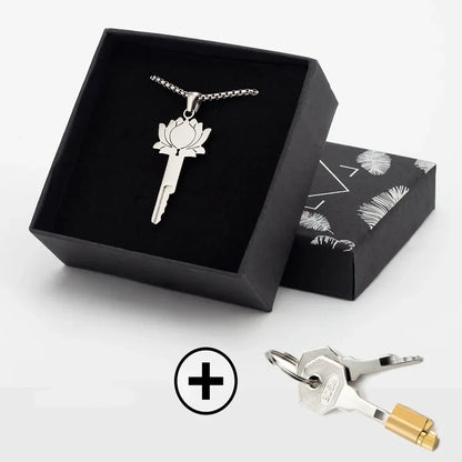 Silberfarbene Lotus-Kette mit zusätzlichem Schloss