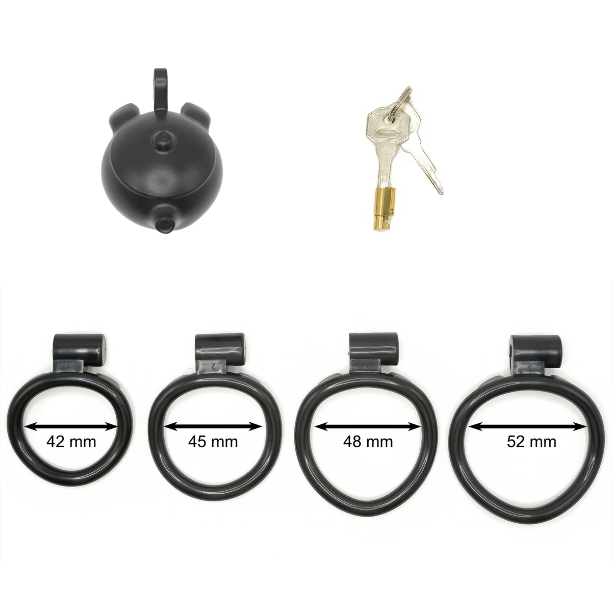 Schwarzes Set mit vier Ringgrößen