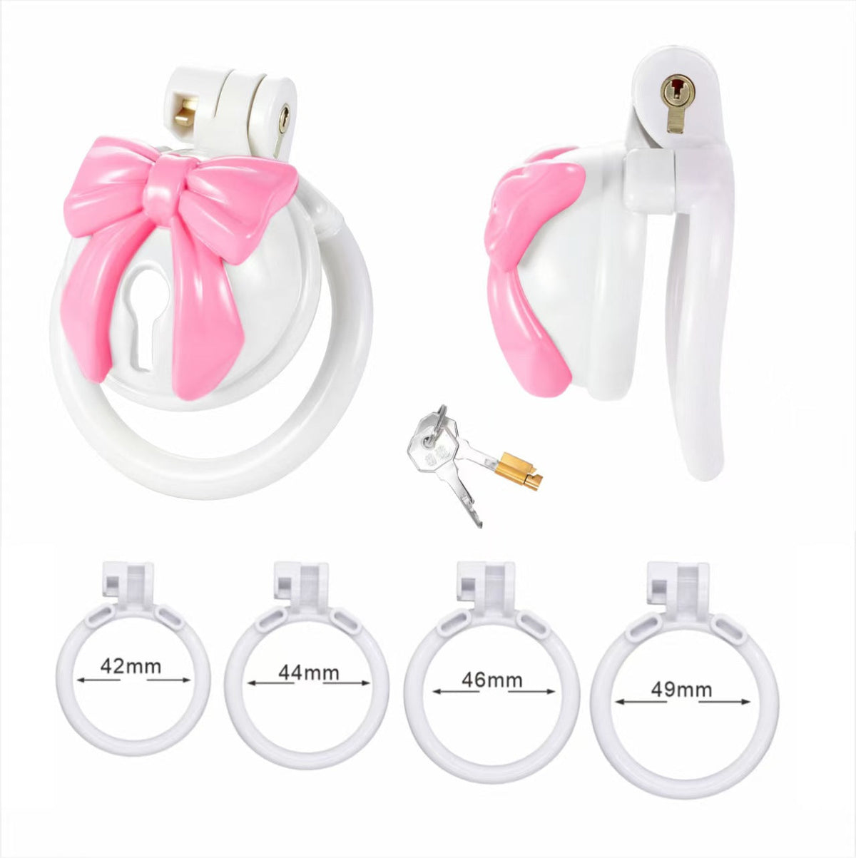Pink-weißes Set mit vier weißen Ringen
