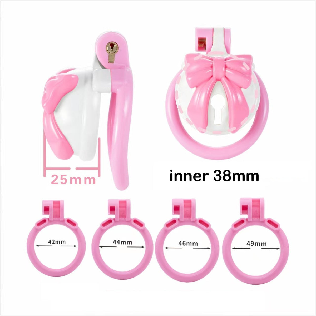 Hüllenmaße und vier pinke Ringgrößen