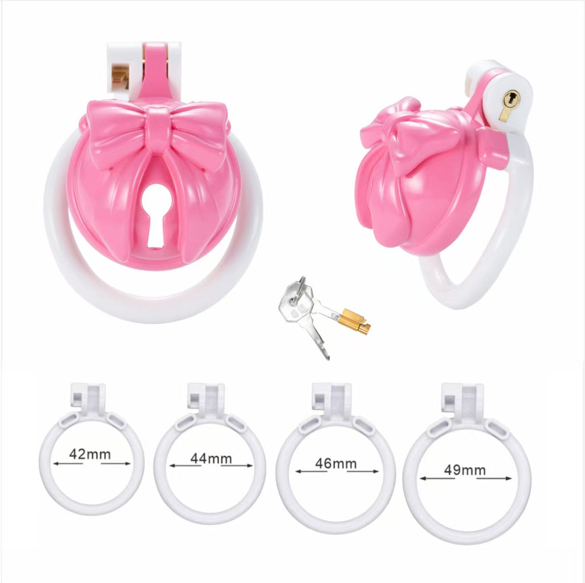 Pinke Hülle mit vier weißen Ringen
