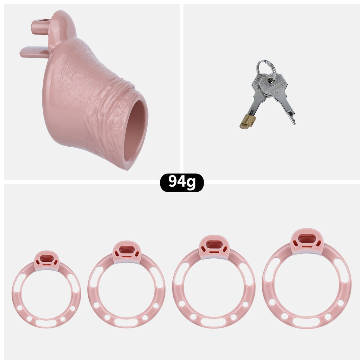 Hautfarbene Hülle mit vier Ringen und Schlüsseln
