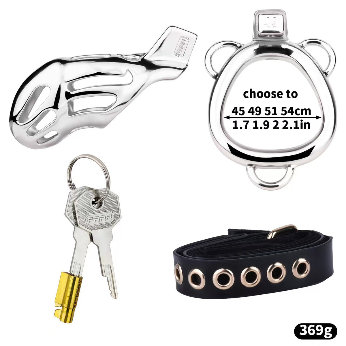 Stahl-Mamba-Set mit Haltegurt und 369-g-Angabe