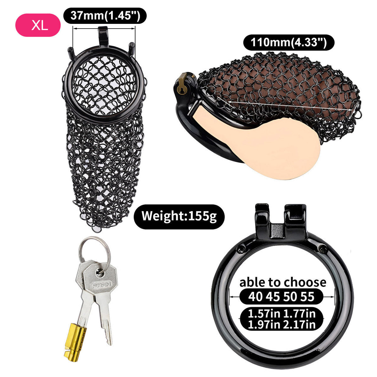 Maße und Gewicht des Modells XL
