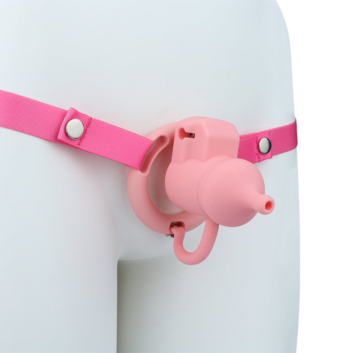 Pinker Käfig mit pinkem Gurt