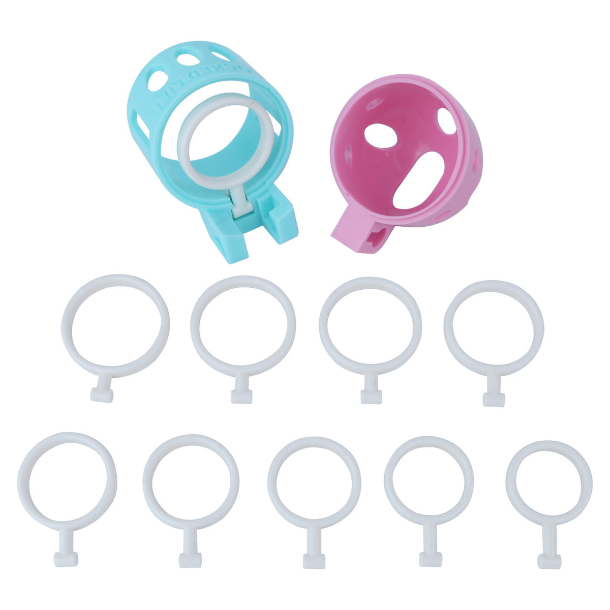 Pink-blaue Hülle mit neun Innenringen