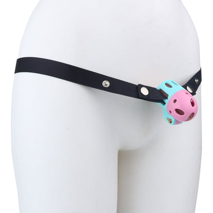 Pink-blauer Käfig am Haltegurt