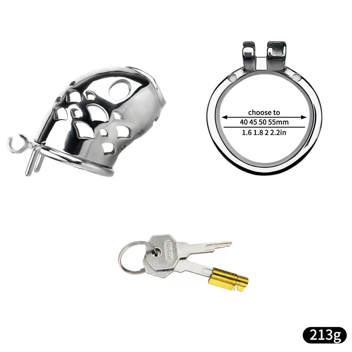 Käfig mit wählbaren Ringgrößen und Schlüsseln