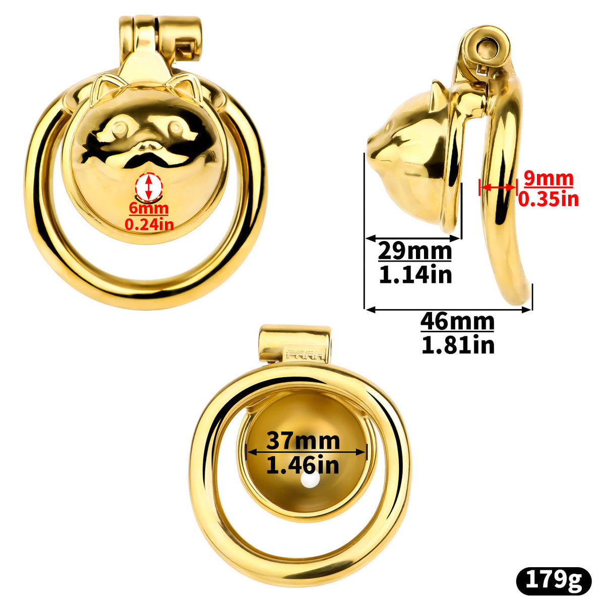 Maße und Gewicht der goldfarbenen Ausführung