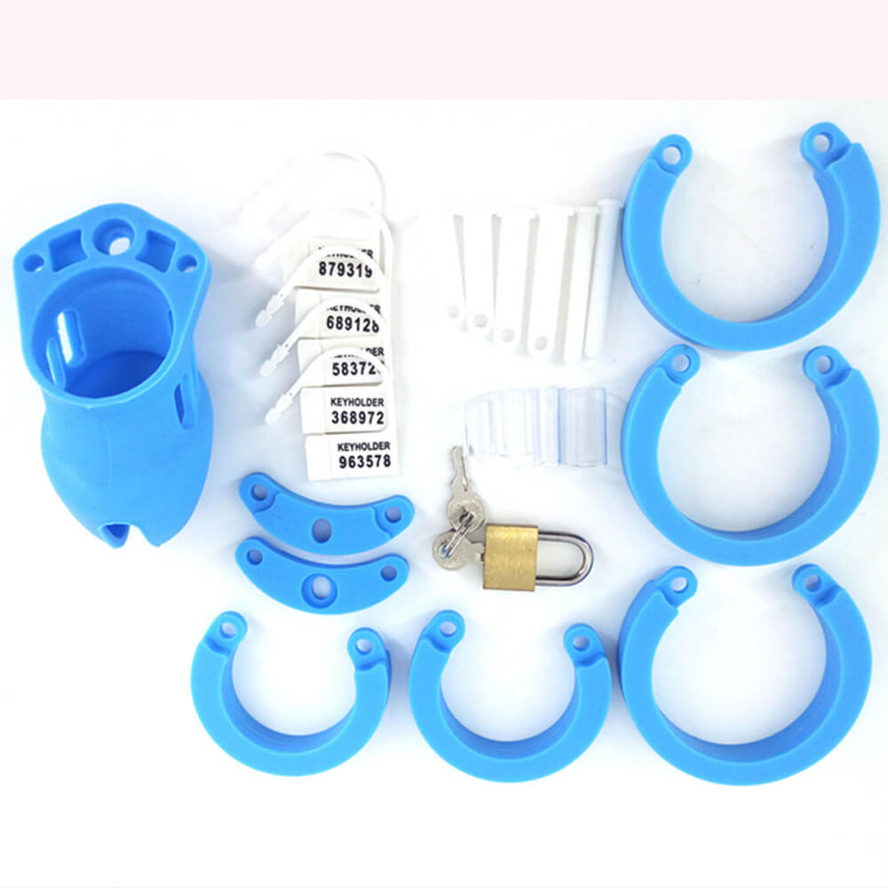 Blaues Set mit fünf Basisringen, Verschluss und Zubehör