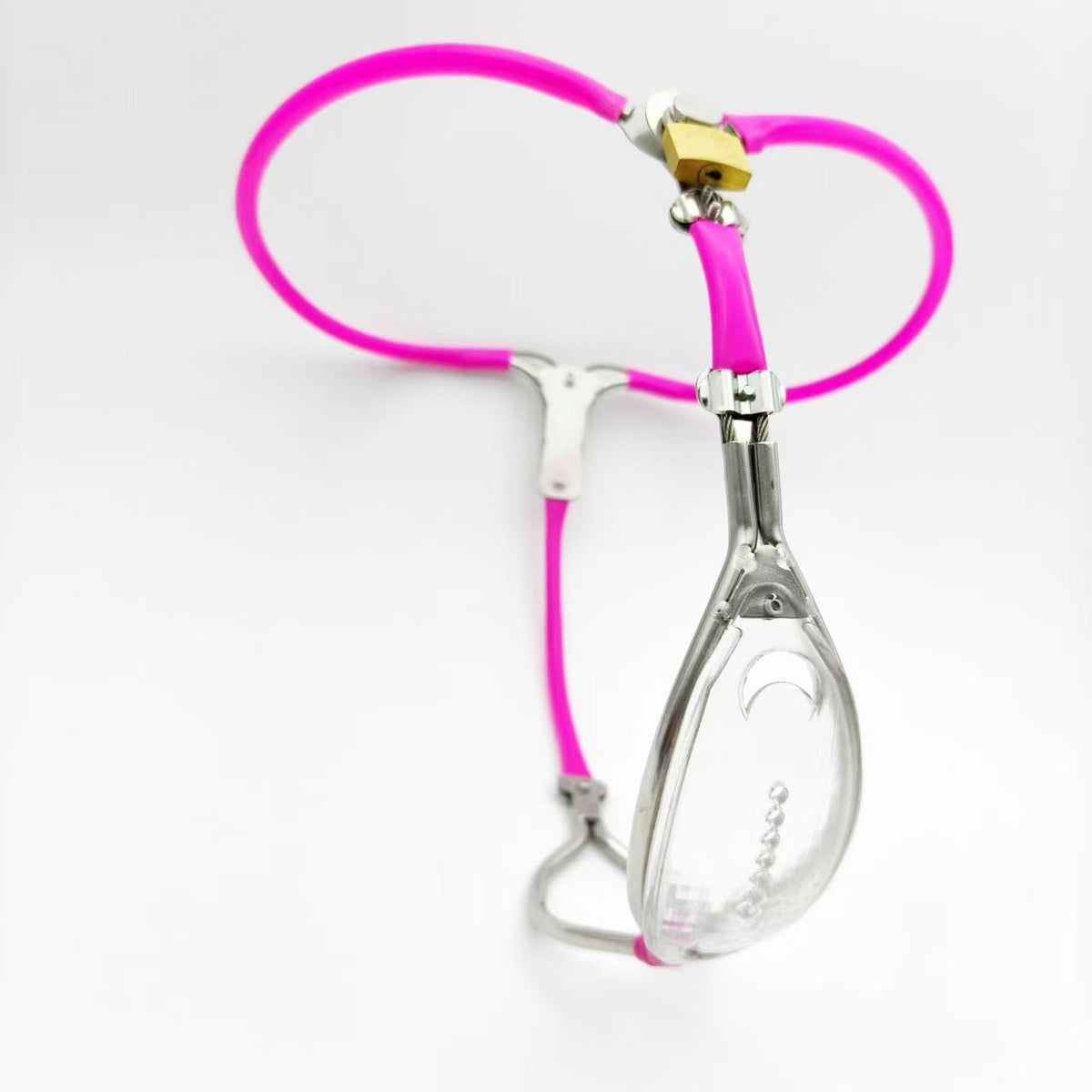 Transparenter Gürtel mit pinken Kanten