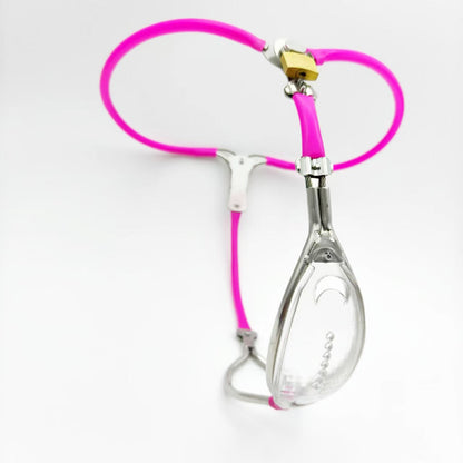 Transparenter Gürtel mit pinken Kanten