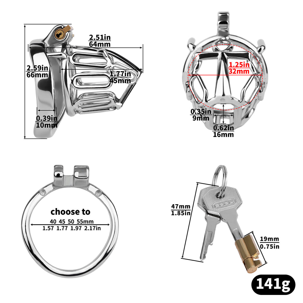 Maße des Basis-Sets mit rundem Ring