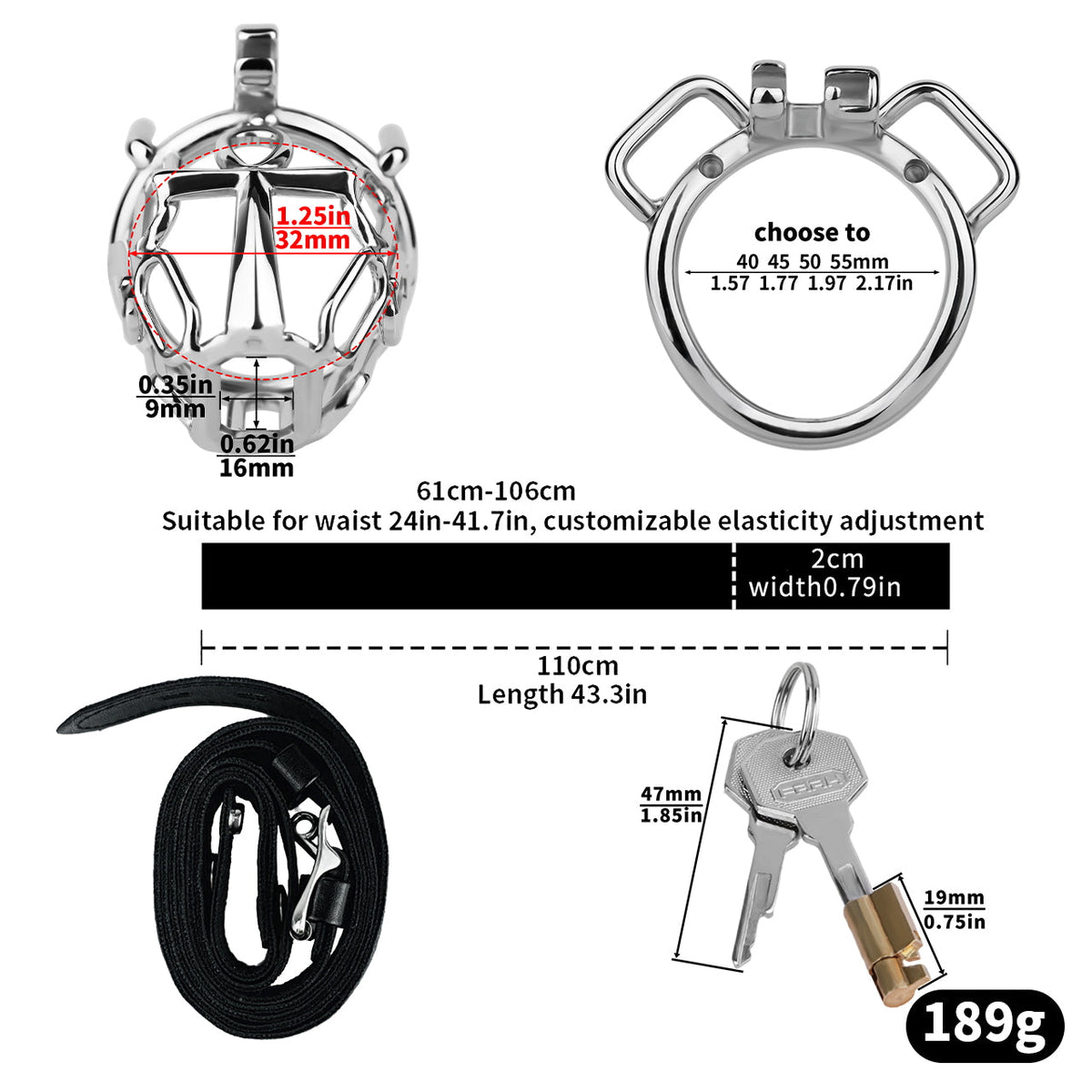 Set mit gebogenem Ring und Gurt
