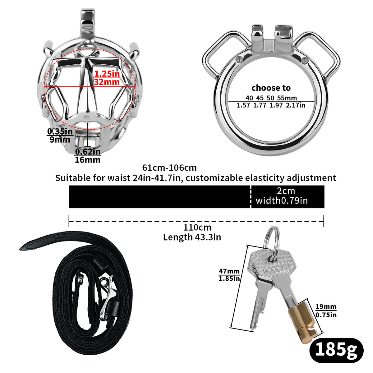 Set mit rundem Ring und Gurt