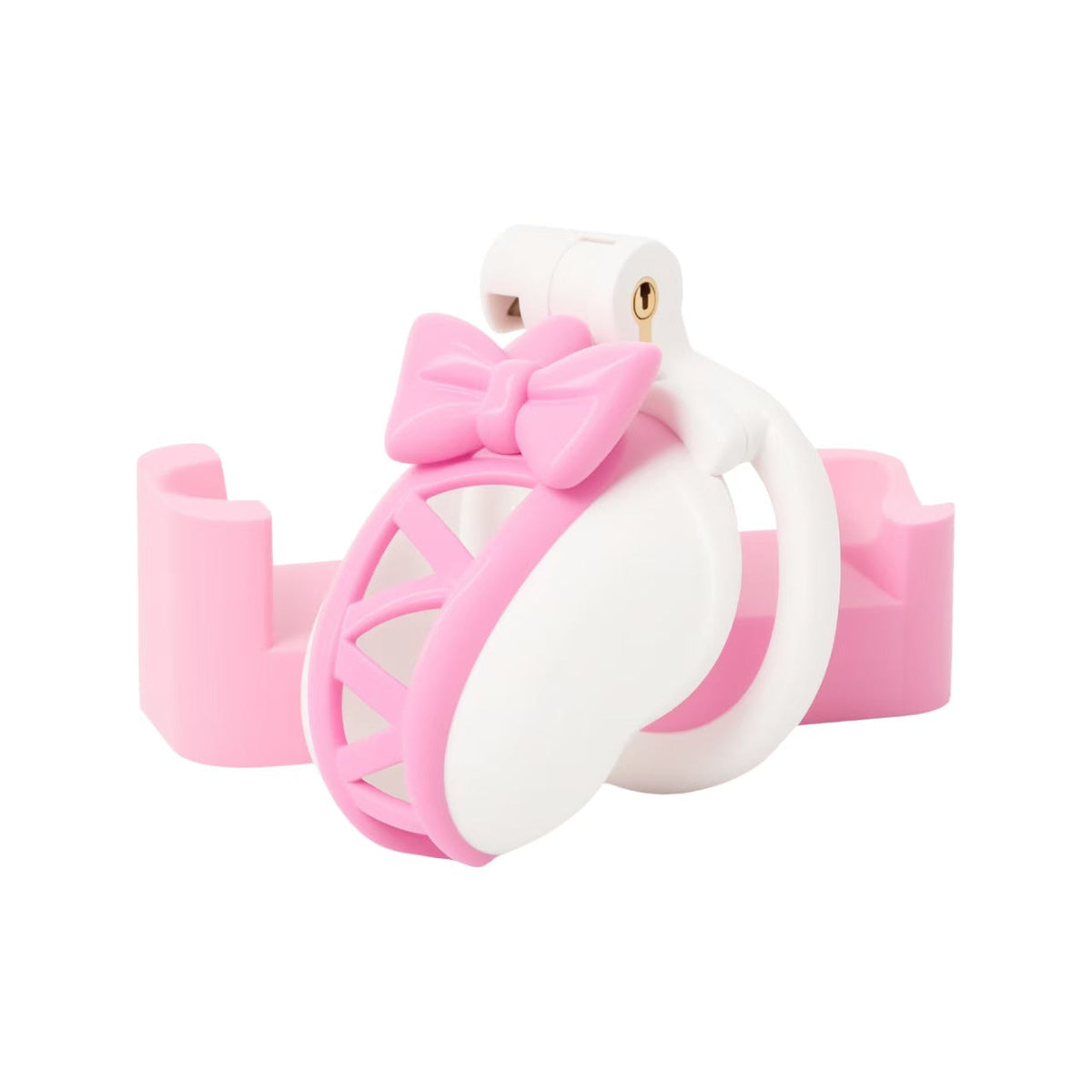 Zweifarbiger Käfig mit pinker Schleife