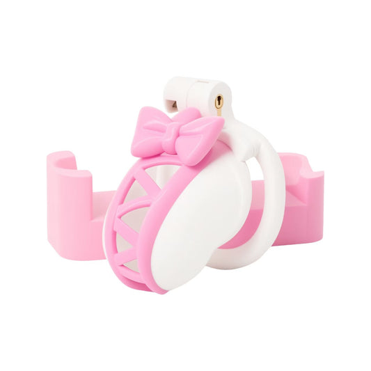 Zweifarbiger Käfig mit pinker Schleife
