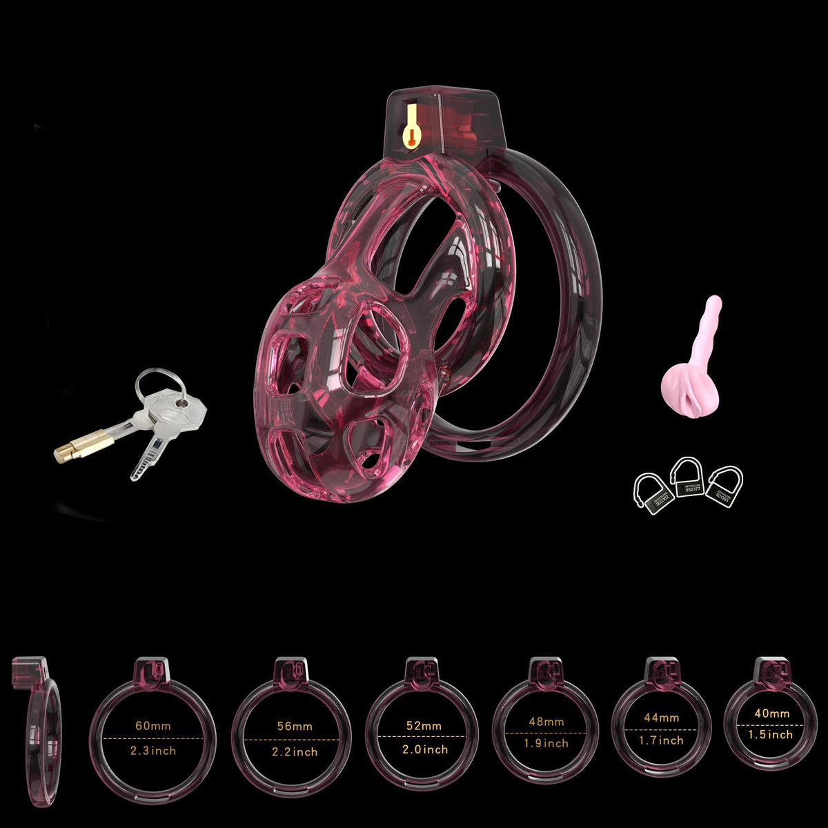 Pinker Soft-Body-Käfig mit sechs Ringen und Zubehör