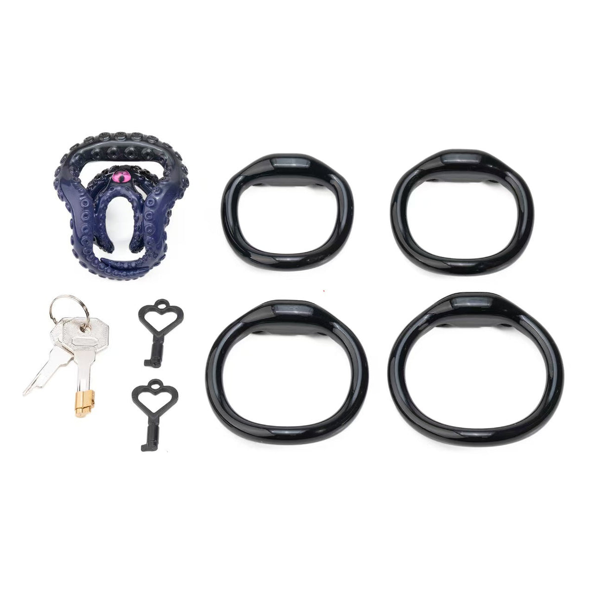 Violett-schwarzes Set mit vier Ringen