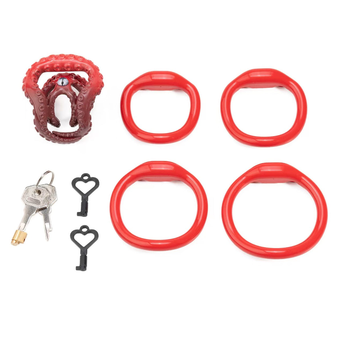 Rot-schwarzes Set mit vier Ringen