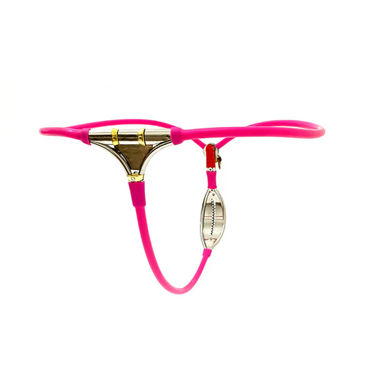 Pinker schmaler Gürtel von hinten