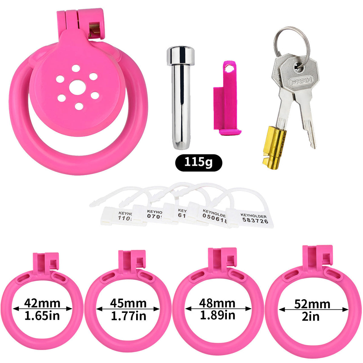 Pinker Käfig mit vier Ringen und Verschlusszubehör