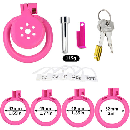 Pinker Käfig mit vier Ringen und Verschlusszubehör