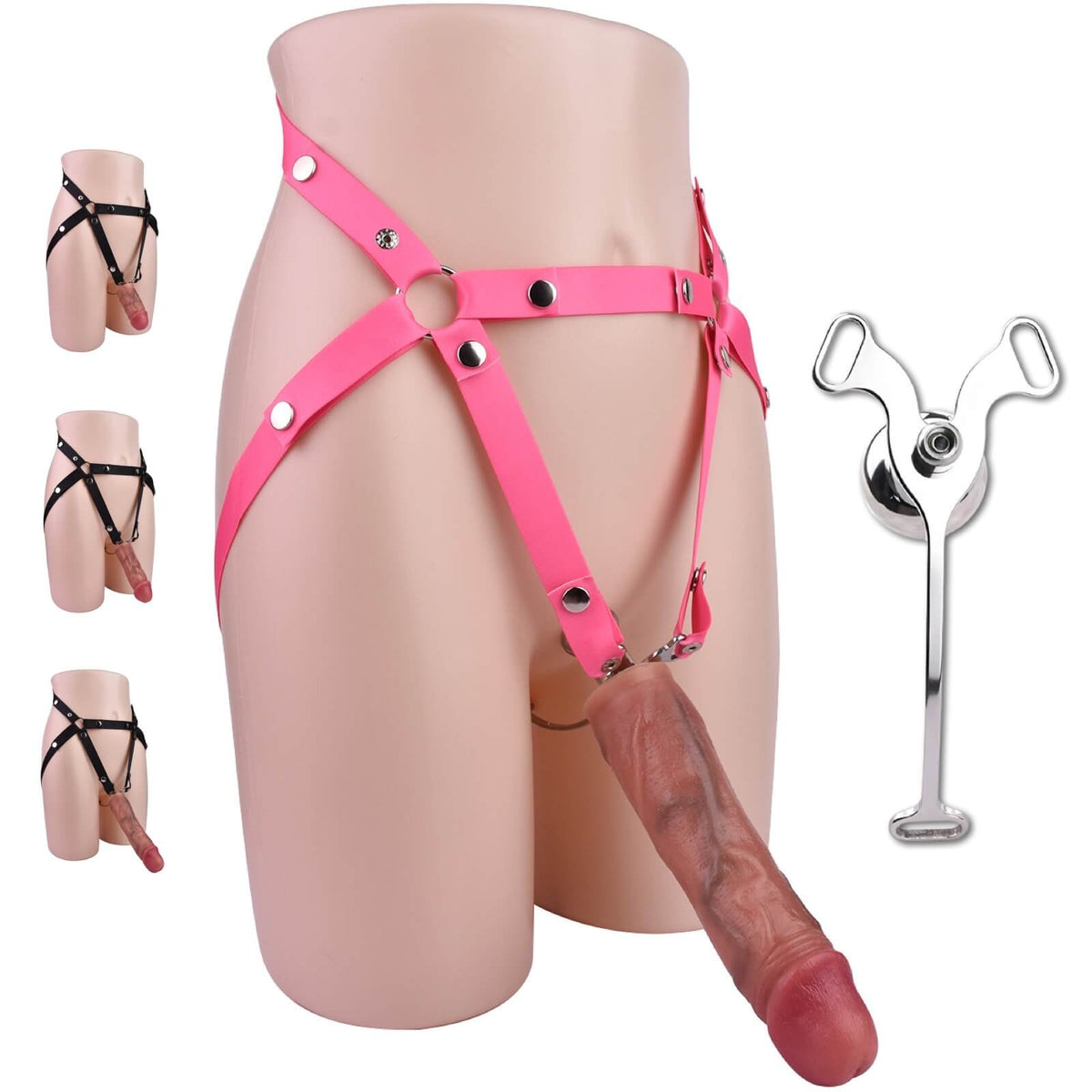 Modell 3233 mit pinkem Gurt und Silikondildo