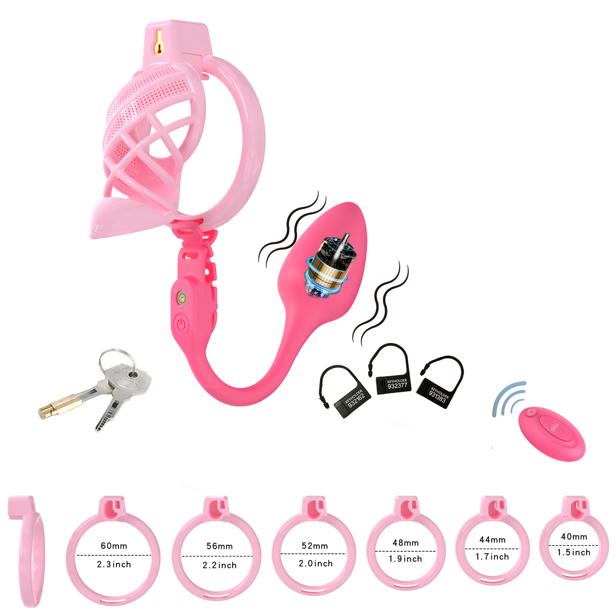 Pinkes Set mit sechs Ringen und Fernbedienung