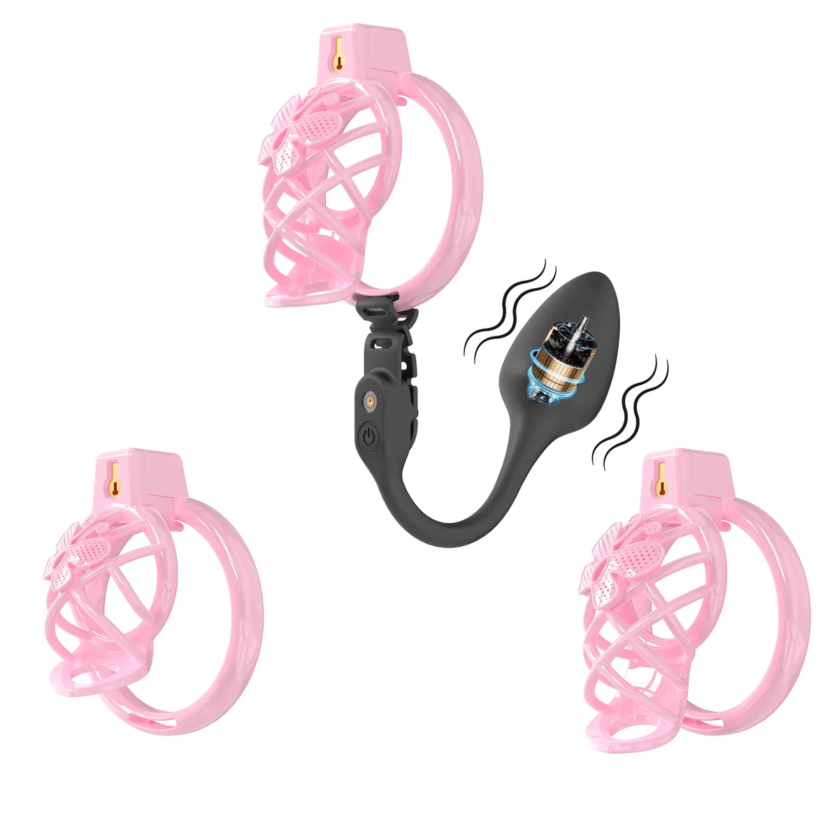 Pinke Hüllen mit schwarzem Plug