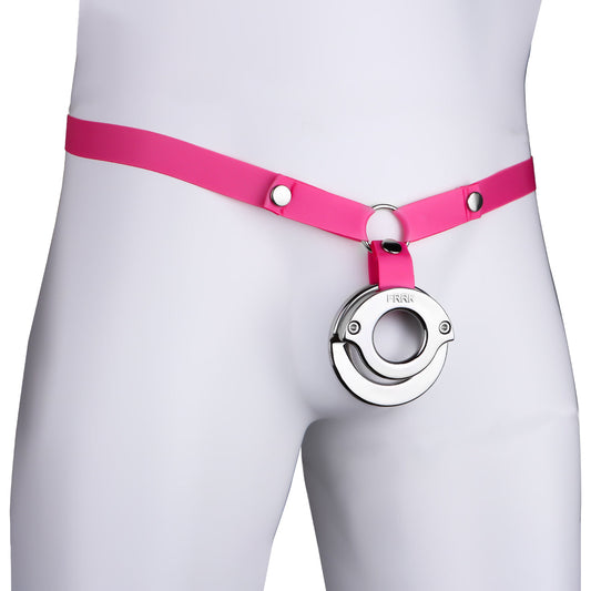 Doppelring mit pinkem Gurt am Modell