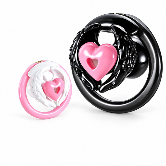 Schwarze Love Wings mit pinkem Herz