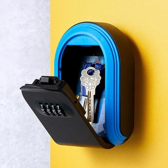 Geöffnete blaue Schlüsselbox
