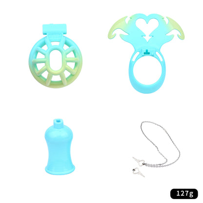 Langes gelb-blaues Set in Einzelteilen